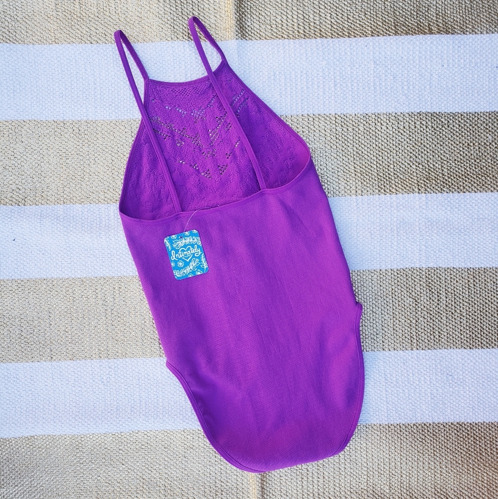 Free People Dark Magenta Ribbed Bodysuit - Picture 2 of 4